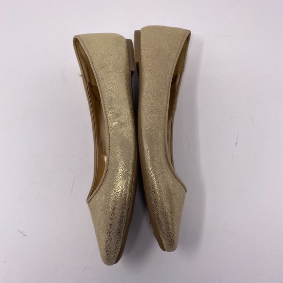 Ann Taylor Loft Gold Crackle Pointed Toe Slip On - Picture 4 of 8
